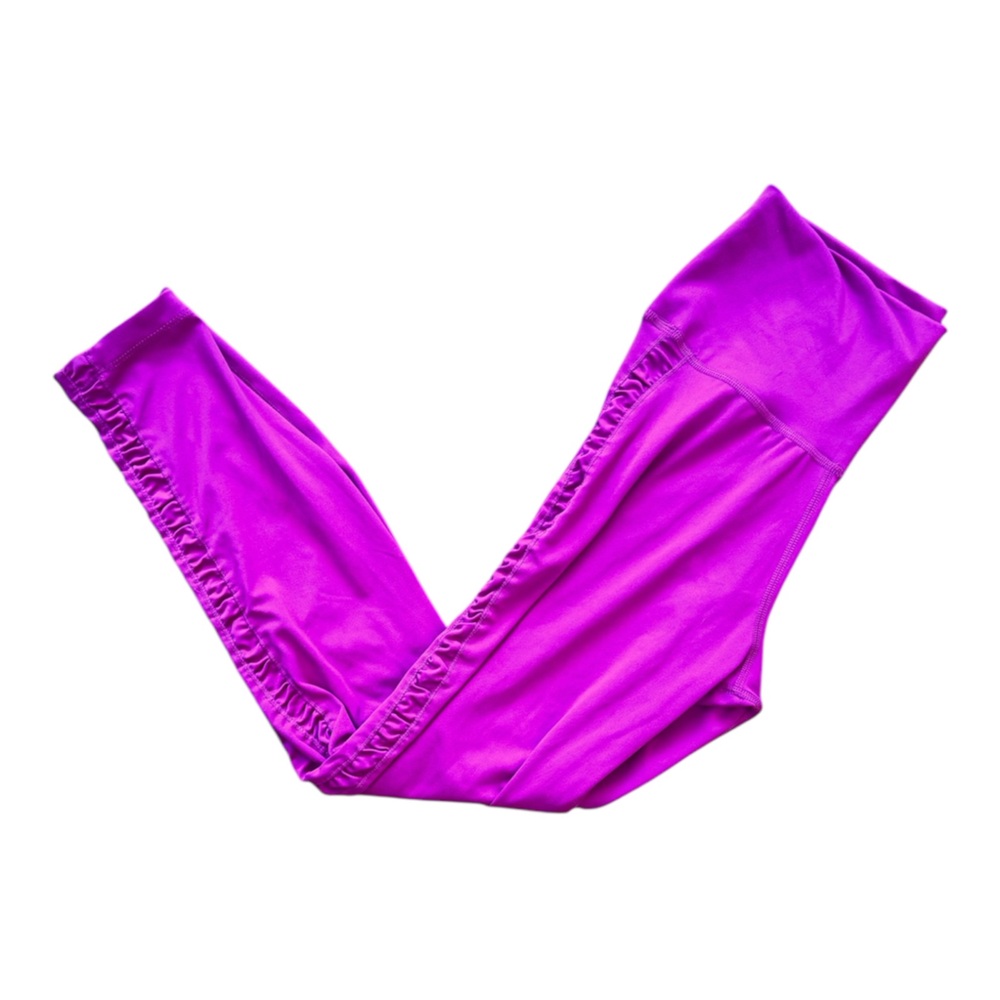 Nike Women Medium Dri-FIT Magenta Leggings- Cropped Ruched Sides Active- Used